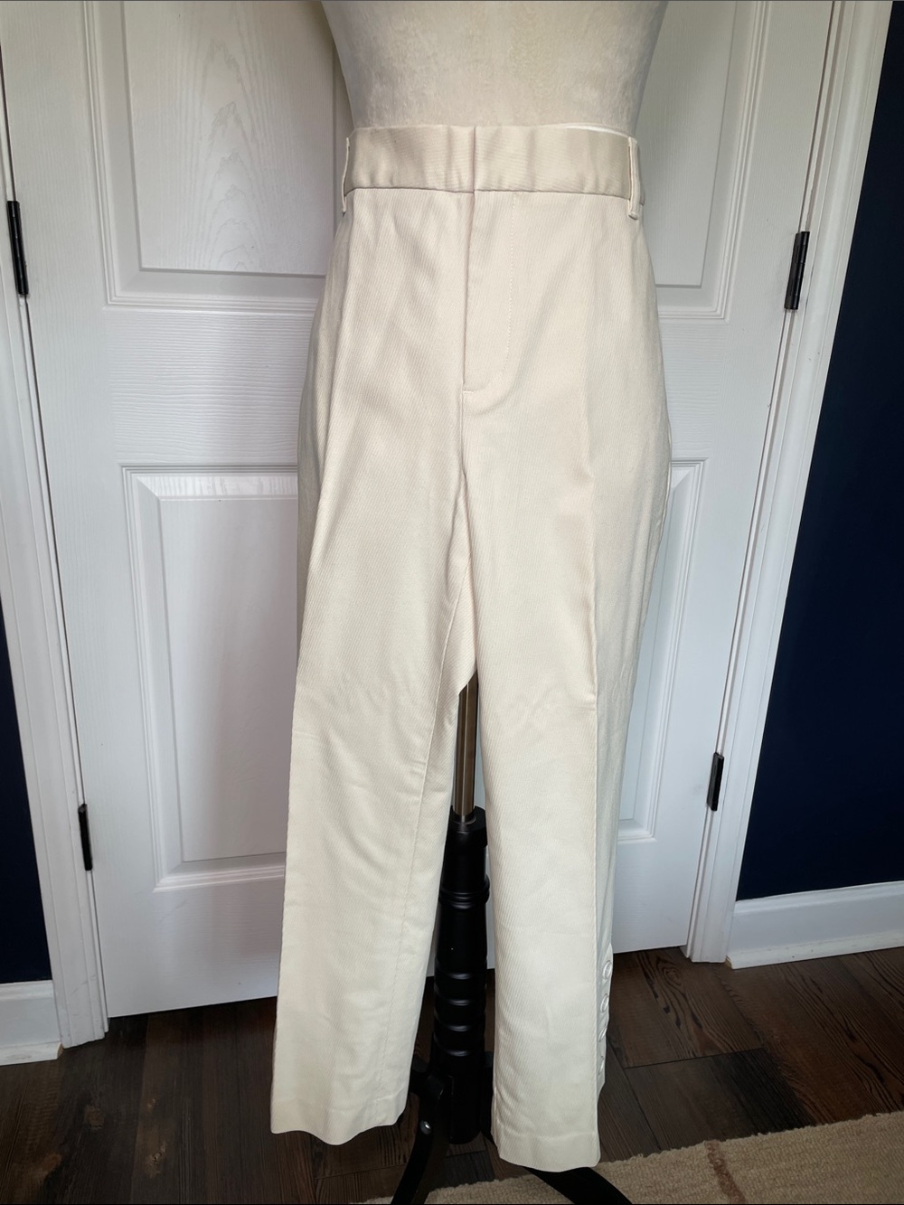 NWT Vintage Y2K Gap Tailored Trousers Pants Cream Ecru Side Button Hem Size 14